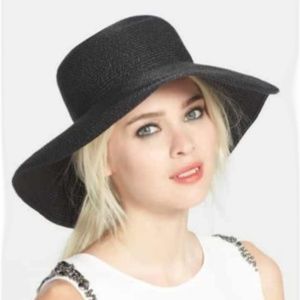 Valerie Black sun braided hat with black ribbow